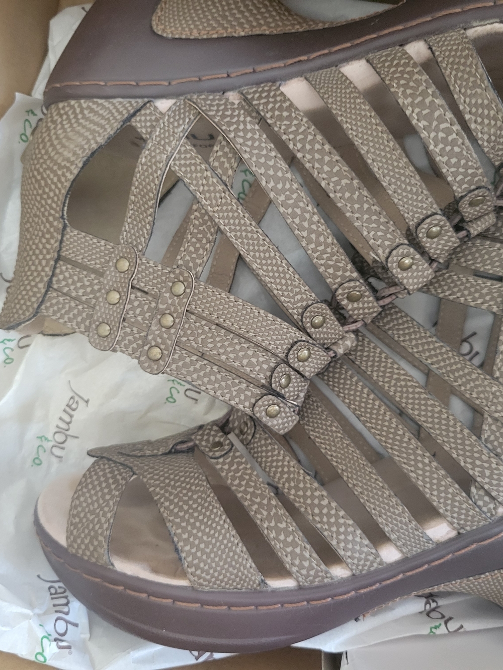 Jambu Taupe Woven Strappy Women's Sandal